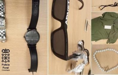 Objetos robados intervenidos al detenido en Pamplona