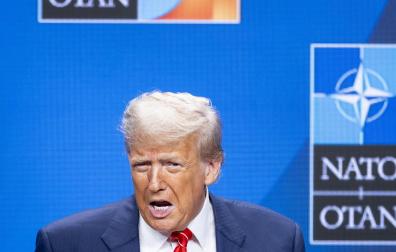 Donald Trump, en su comparecencia ante la prensa al término de la cumbre de la OTAN