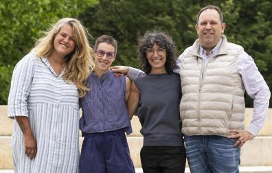 Desde la izquierda: Adriana Eransus (AJE Navarra), Ana García (Nurtura), Sonia Beroiz (Kö Estudio) y Óscar Labat (Granja Escuela Ultzama)