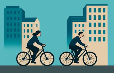 Ilustración de dos personas en bici