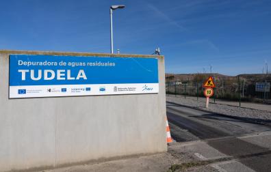 Imagen de la entrada a la depuradora de aguas residuales de Tudela