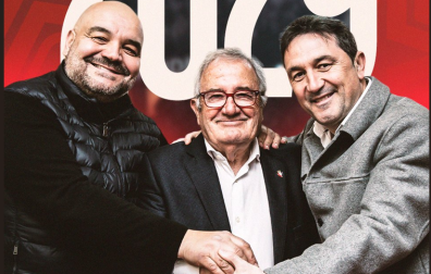 Cata, Sabalza y Braulio, en una imagen difundida por el club