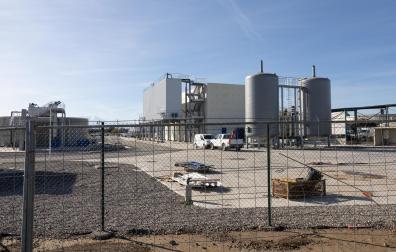 Imagen de la depuradora de aguas residuales de Tudela donde está prevista la ampliación de la planta de fangos