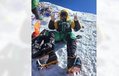 Óscar Arroyo Úbeda, montañero de Zizur, en los 8.848 metros del Everest el pasado día 20 de mayo