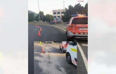 Imagen de los trabajos de Policía Foral en la zona afectada por el vertido de gasoil