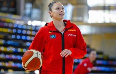 La navarra Irati Etxarri con la selección española en uno de los partidos.