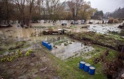 Imágenes de las inundaciones en Pamplona y Villava por el temporal de lluvia