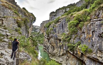 El río Irati serpentea entre las afiladas paredes de la foz de Lumbier, un lugar especialmente indicado para la observación de rapaces