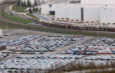 Imagen exterior de la factoría de Volkswagen Navarra, en Landaben