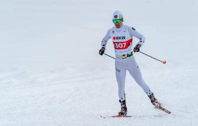 Manex Salsamendi Silva, esquiador hispano-brasileño que vive desde los 8 años en Navarra -, en una carrera con la selección brasileña