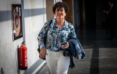 La socialista Inmaculada Jurío, en los pasillos del Parlamento de Navarra