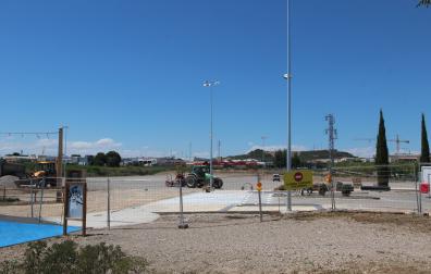 Imagen de los trabajos de adecuación de la parcela que albergará el recinto ferial de Tudela.