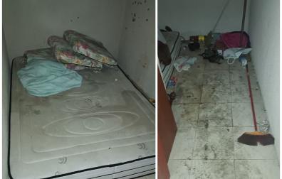 Colcohes y basura en trasteros de un edificio del paseo de Santa Lucía en Buztintxuri