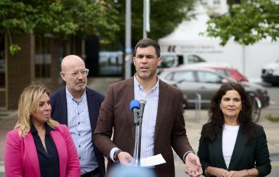 De izquierda a derecha: Amelia Salanueva, José Suárez, Javier García y Maribel García Malo, en un acto de campaña en 2023