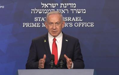 El primer ministro de Israel, Benjamin Netanyahu, durante una declaración ante los medios de comunicación