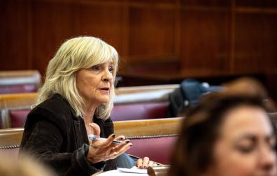 La senadora María Mar Caballero interviene durante la comparecencia de Claudia Montes en la comisión de investigación de la Cámara Alta