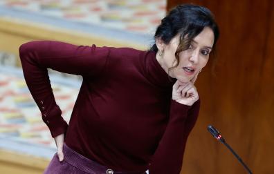 La presidenta regional, Isabel Díaz Ayuso interviene en el pleno de la Asamblea de Madrid, este jueve