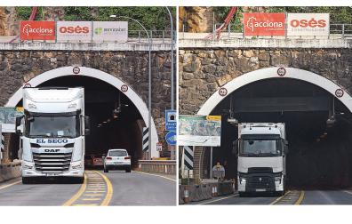 SERVINABAR YA NO ESTÁ La imagen de la izquierda se tomó el pasado 2 de agosto y la de la derecha, el 11 de noviembre. El cartel de Servinabar ya no figura en las obras del túnel /