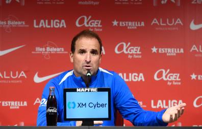 El entrenador del RCD Mallorca, Jagoba Arrasate, en rueda de prensa este viernes en Palma