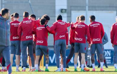 Entrenamiento previo de Osasuna en Tajonar antes de medirse al CD Ebro en Copa del Rey