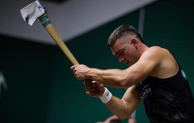 Iker Vicente, en acción durante el campeonato navarro.
