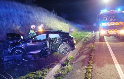 Estado en el que ha quedado el vehículo accidentado en Sesma