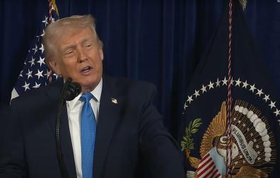 Donald Trump, este sábado en su comparecencia ante los medios