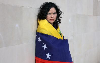 Arianna Arellano, vecina de la Comarca de Pamplona, esta domingo por la mañana.
