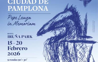 Imagen del cartel del I Torneo Internacional de Ajedrez Ciudad de Pamplona- Pepe Leuza In Memoriam