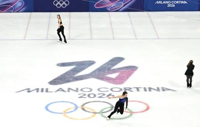 Algunas de las patinadoras de artístico, en una de las sesiones de entrenamiento celebradas ya en estos Juegos Olímpicos