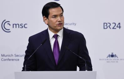 Marco Rubio, secretario de Estado de EEUU, durante su intervención en la Conferencia de Seguridad Internacional