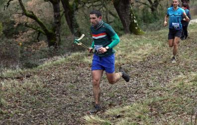 Participantes en la octava edición del Trail de Aibar sobre 18 kilómetros en una prueba disputada este domingo, 15 de febrero