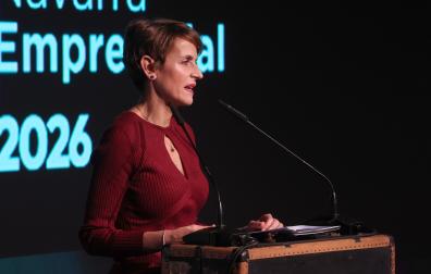 María Chivite, durante la entrega del Premio Navarra Empresarial 2026.