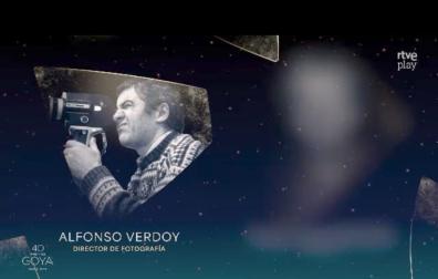 Imagen de Alfonso Verdoy proyectada durante la gala de los Premios Goya