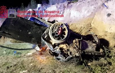 Foto del accidente con dos heridos en Valtierra.