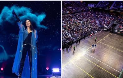 Laura Pausini y una de las finales de pelota disputadas en el Arena.