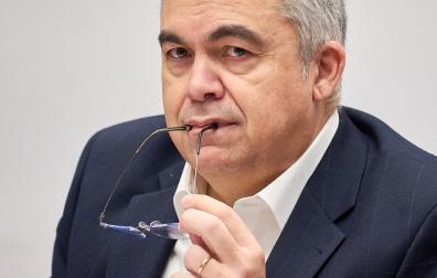 Santos Cerdán, el pasado 2 de febrero en el Parlamento de Navarra
