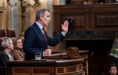 El presidente del Partido Popular, Alberto Núñez Feijóo, interviene este miércoles en el Congreso de los Diputados