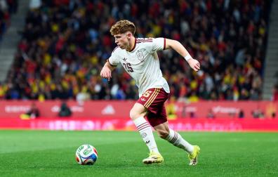 Víctor Muñoz, en el partido del martes con España