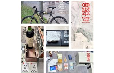 Detalle de parte de la droga y material incautado