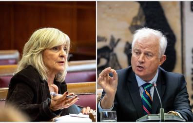 La senadora de UPN María Caballero y Eloy Suárez, presidente de la comisión de investigación del Caso Koldo en el Senado