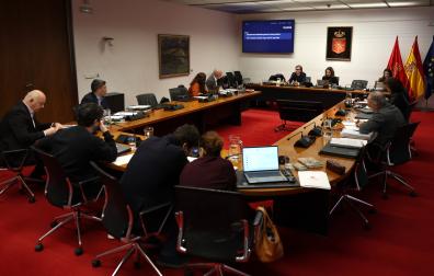 Miembros de la comisión de investigación del Parlamento de Navarra durante una de las sesiones