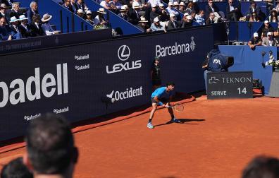 El tenista Carlos Alcaraz en su debut en el Conde de Godó