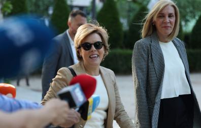 La exdirigente del PP Soraya Sáenz de Santamaría, a su llegada a la Audiencia Nacional, para testificar en el juicio del caso Kitchen