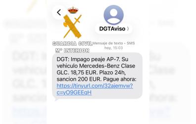 SMS con al estafa de la DGT con un cobro de peaje