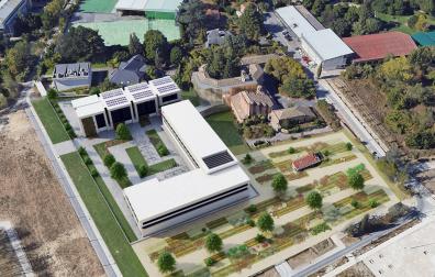 Recreación del futuro complejo de Aranzadi. El edificio en L es el centro de mayores; los cuatro cubos, los apartamentos tutelados, y el convento de Agustinas se convertirá en centro de neurorrehabilitación