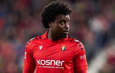 Boyomo, durante el encuentro contra el F.C. Barcelona