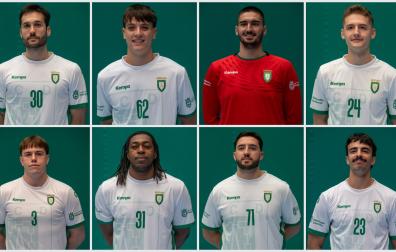 Las ocho bajas que tendrá Anaitasuna en su primera plantilla. Arriba, de izquierda a derecha: Adrián Ortiz, Iker Aguilera, Alin Cozmaciuc y Pablo Itoiz. Abajo: Nikola Malivojevic, José Palacios, José Paulo Silva y Teo Marchesino.