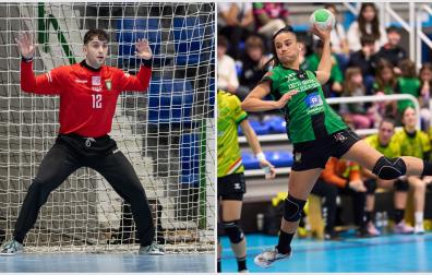 Ander Martín, meta de Anaitasuna, y Luzia Zamora, extremo derecha del Replasa Beti Onak, galardonados por su temporada