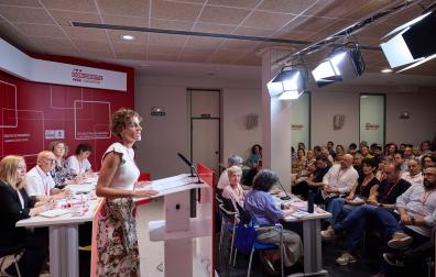 La secretaria general del PSN y presidenta del Gobierno, María Chivite, durante su intervención ante el comité regional de su partido
